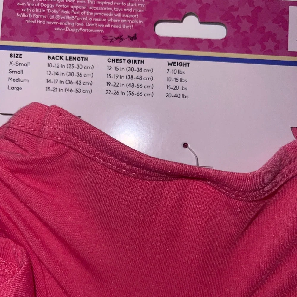 New Dolly Parton Doggy Parton Pink T-Shirt Dog‎ Clothes Size Medium